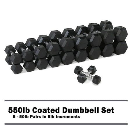 Rubber Hex Dumbbell Set
