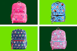 4 backpacks: Barbie, Sonic, Mario & Hello Kitty
