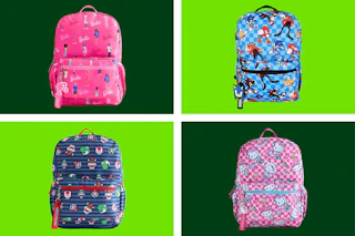 4 backpacks: Barbie, Sonic, Mario & Hello Kitty