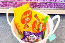 Easter basket with Reese's and Cadbury easter cater