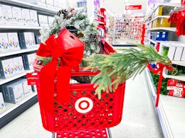 target faux decor sitting in a target cart