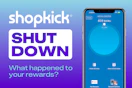 Graphic of Shopkick shut down. What happend to your rewards with a picture of the app.