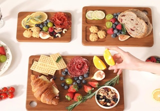 food on three cutting boards