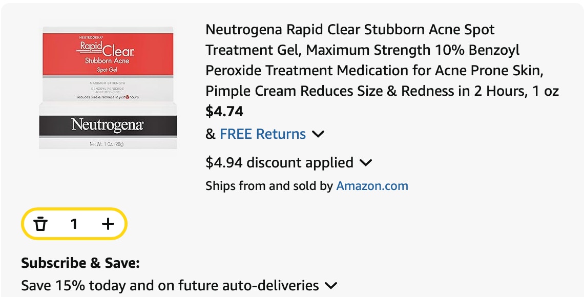 acne treatment Amazon receipt