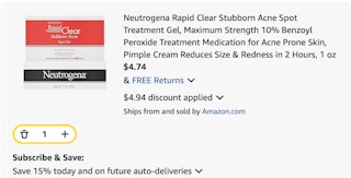 acne treatment Amazon receipt