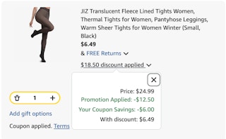 Tights Amazon receipt
