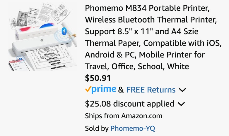 phomemo thermal printer screenshot