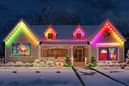 Lifestyle image of the Govee 48-ft Indoor/Outdoor String Lights (used for Christmas decoration to light up house)