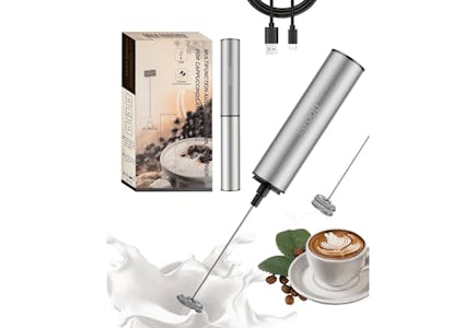 Rechargeable Milk Frother With Cover