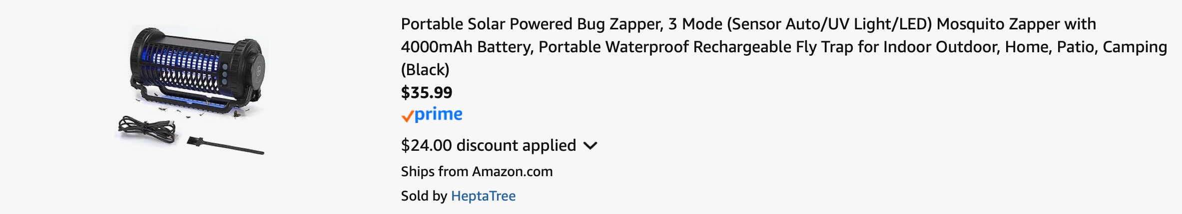 Amazon Portable Solar-Powered Bug Zapper 2025 2