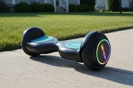 Jetson hoverboard outside on the sidewalk