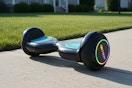 Jetson hoverboard outside on the sidewalk