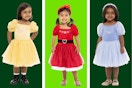 Belle, Santa, and Cinderella toddler cosplay dresses
