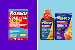 tylenol and theraflu medicine on a grid