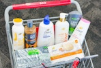 cvs shopping cart with dove body wash and bars