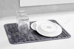 Silicone Dish Drying Mat, Heat-Resistant Silicone Mat, Non-Slip Easy Clean Sink Mat for Kitchen Counter