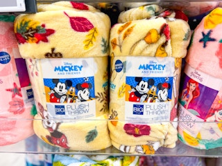 disney throws on a shelf