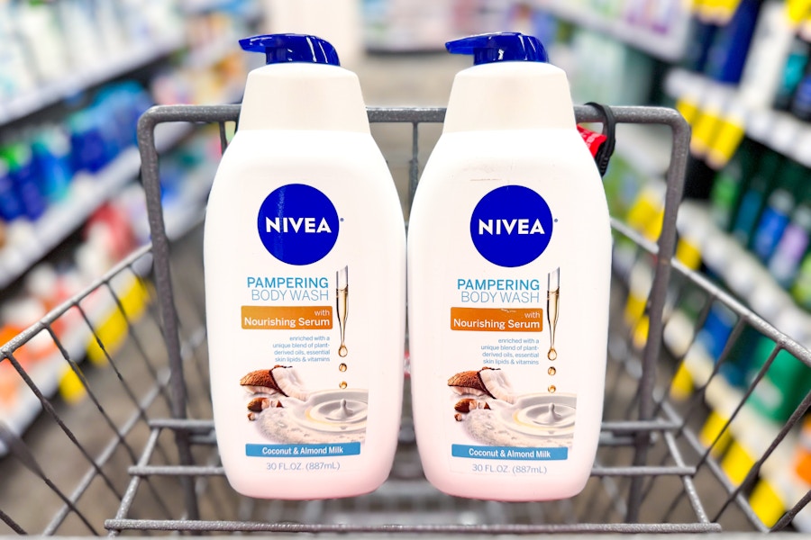 two 30-ounce bottles of Nivea body wash in cart