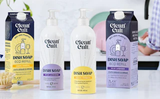 spray bottles and cartons of dish soap