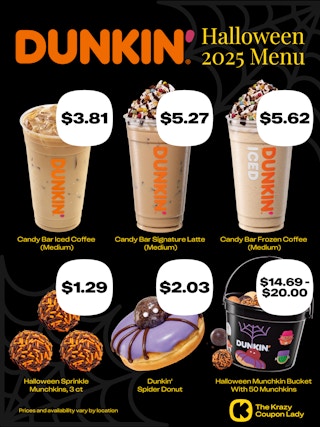 Dunkin halloween menu 2025