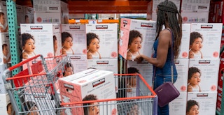 Someone looking at diapers at Costco
