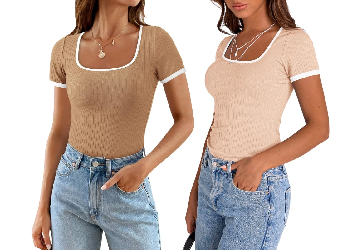 2 Women's Ribbed Knit Crop Tops