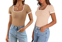 2 Women's Ribbed Knit Crop Tops
