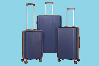 Hikolayae 3-Piece Hardside Luggage Set (stock photo of the slate blue set)