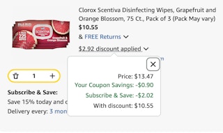 Clorox Amazon receipt