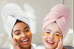 women wearing hair towels