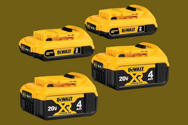 Dewalt 20V Max Battery 4-Pack, Only $149 on Amazon (Reg. $359) card image