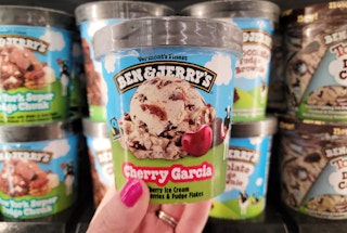 hand holding a ben jerrys ice cream pint