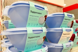 tupperware heritage bowls sitting on a target shelf