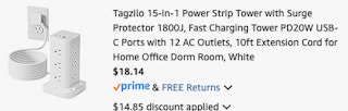 Power Strip Tower Amazon receipt