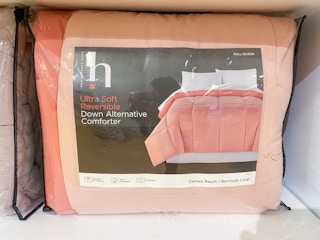 a pink eversible down-alternative comforter