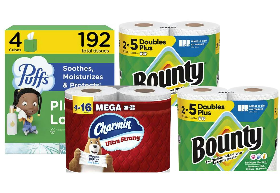1 Charmin + 2 Bounty + 1 Puffs