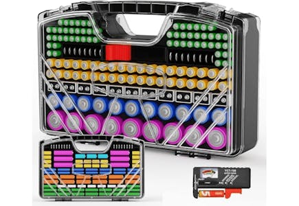 Battery Organizer Case With Tester