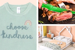 Sweater close up, knife & bed