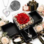 Preserved Rose with Heart Necklace