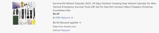 Amazon Survival Kit Advent Calendar 2025