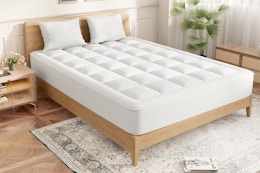 Queen Quilted Mattress Pad in bedroom