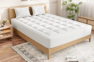 Queen Quilted Mattress Pad in bedroom