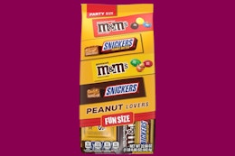 A 22.6-ounce bag of M&Ms and Snickers, plus their more peanutty counterparts