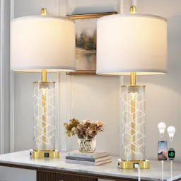 Glass Table Lamp Set