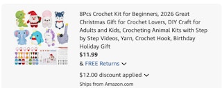 crochet kit Amazon receipt