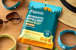 a pack of Cliganic Mosquito Repellent Bracelets on a table