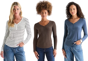 a.n.a Women's Henley T-shirt