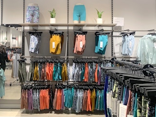 lululemon outlet womens biker shorts on display in store