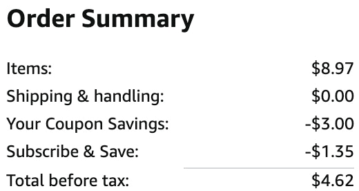 an amazon order summary ending in $4.62