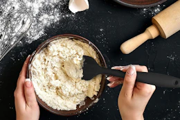 silicone spatulas mixing flour